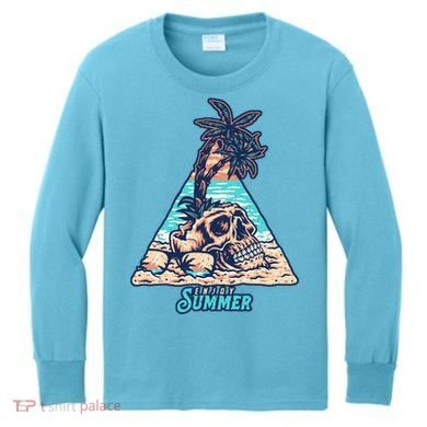 Enjoy Tropical Summer Vacation Skull Kids Long Sleeve Shirt