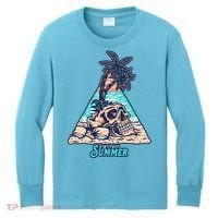 Enjoy Tropical Summer Vacation Skull Kids Long Sleeve Shirt thumb 0