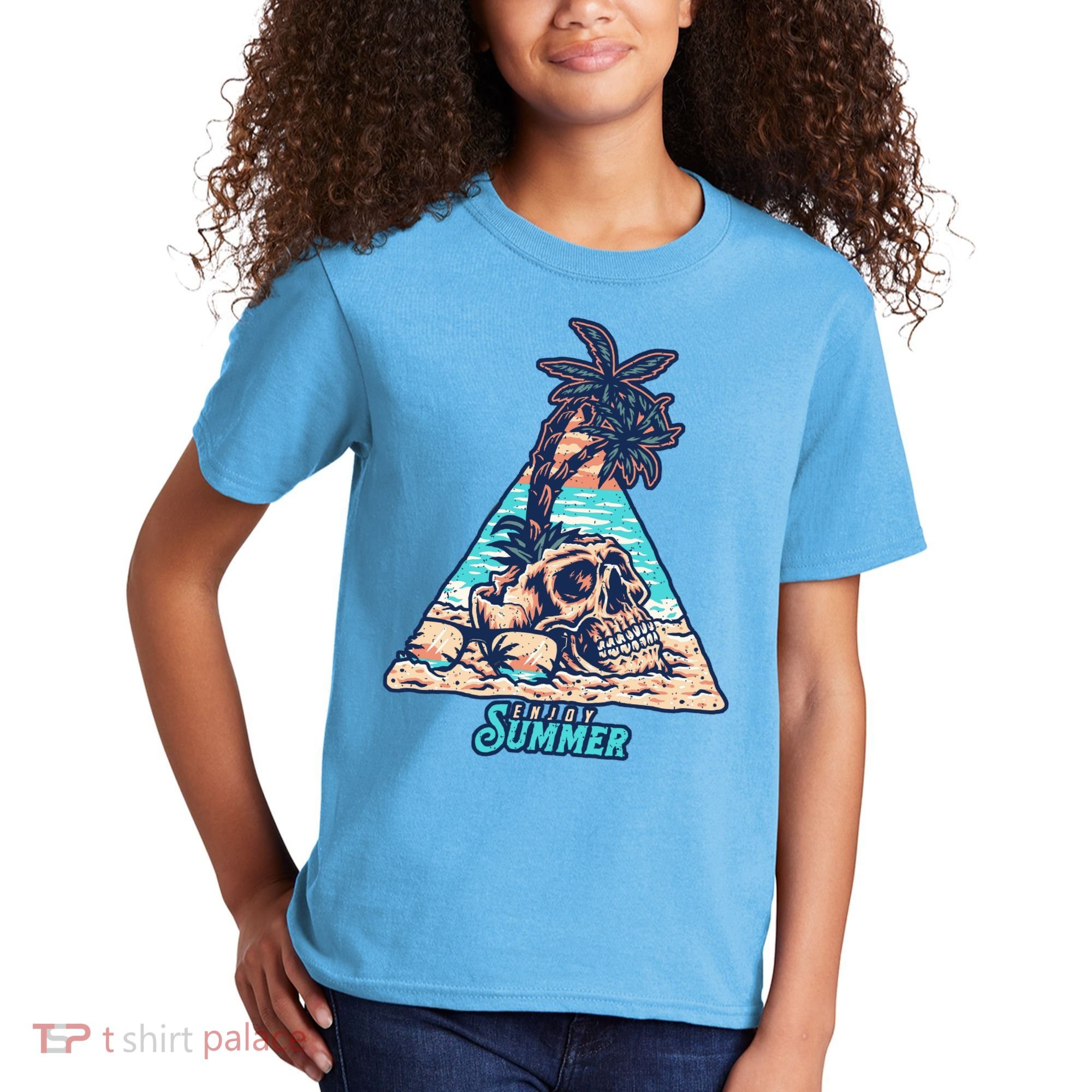 Enjoy Tropical Summer Vacation Skull Kids T-Shirt