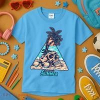 Enjoy Tropical Summer Vacation Skull Kids T-Shirt thumb 3