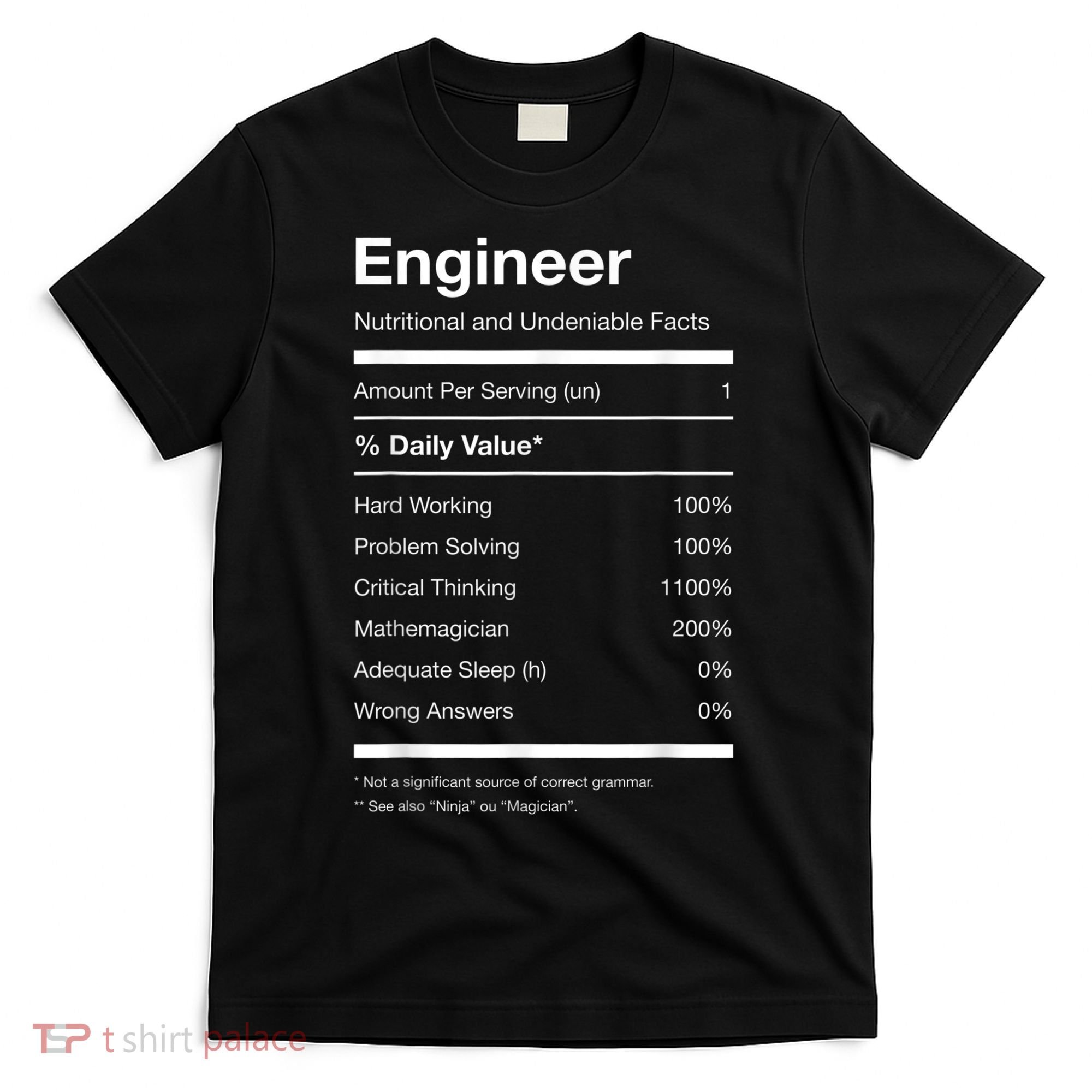 Engineer Nutrition Nutritional Facts Funny T-Shirt