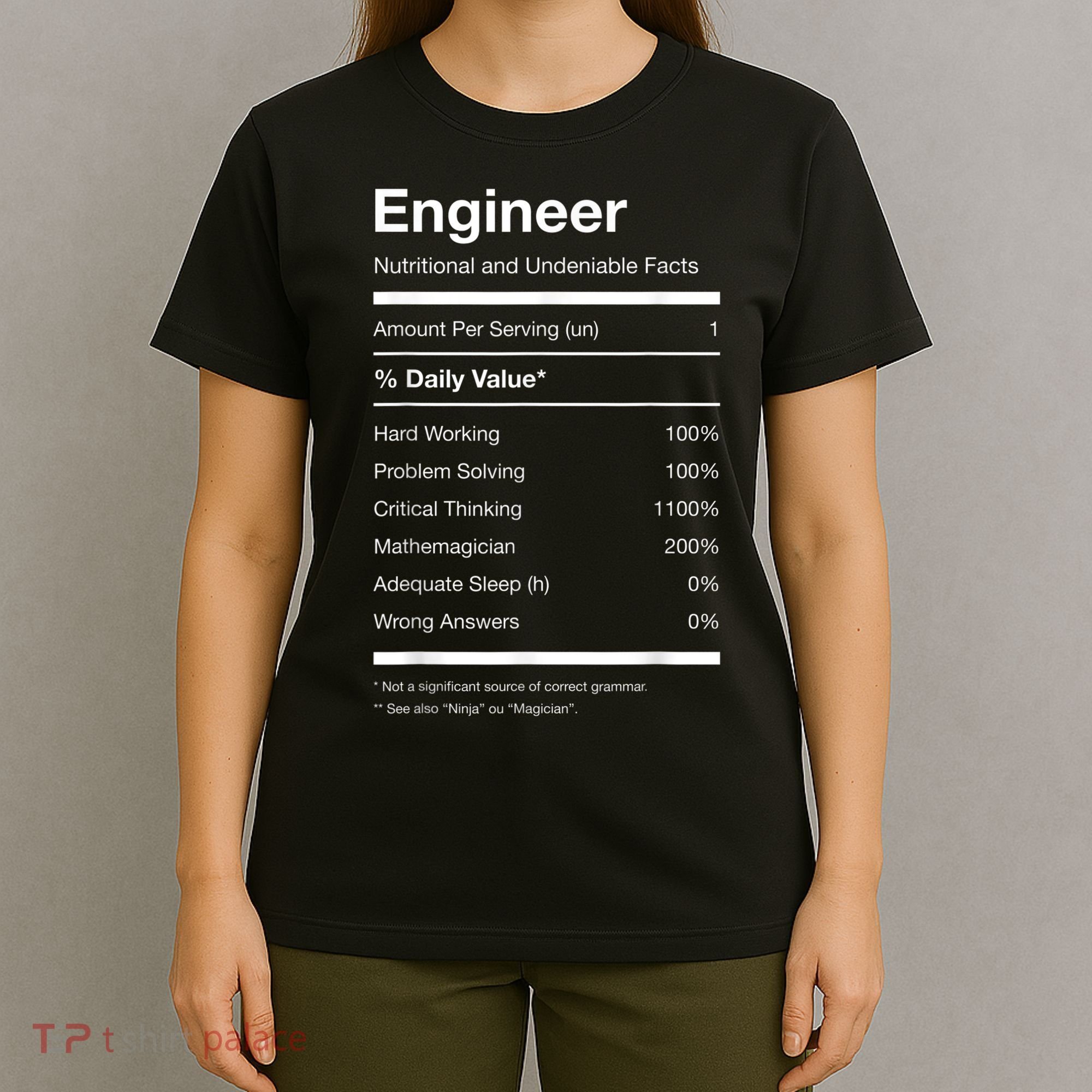 Engineer Nutrition Nutritional Facts Funny T-Shirt