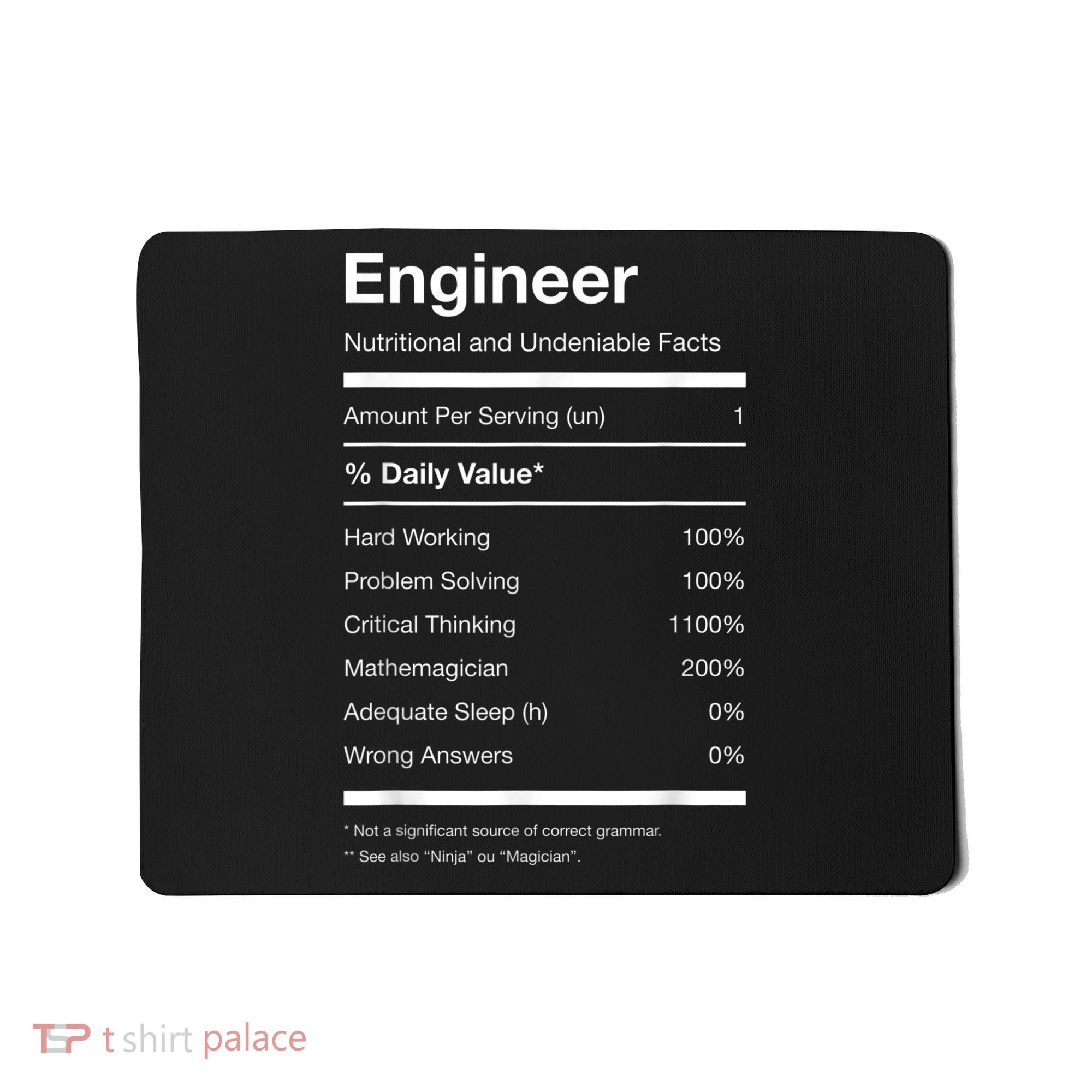 Engineer Nutrition Nutritional Facts Funny Mousepad