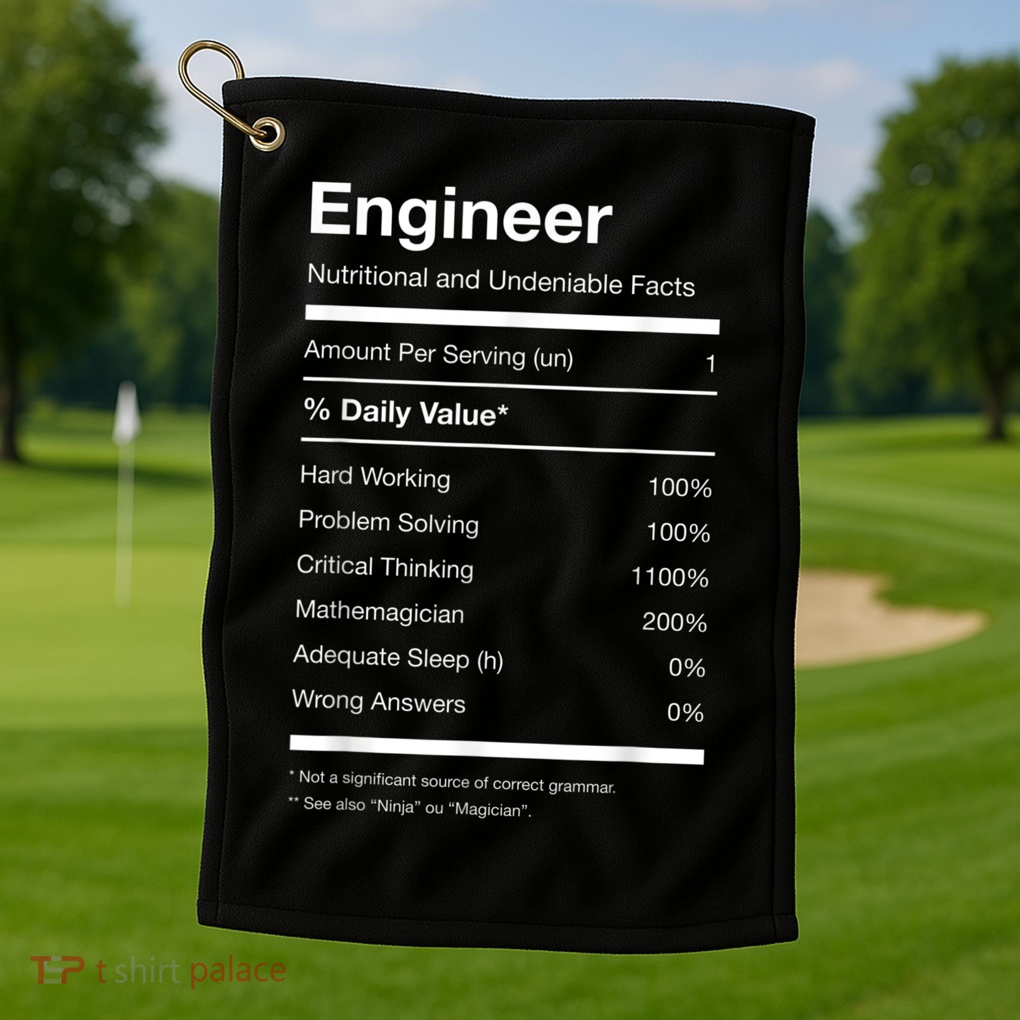 Engineer Nutrition Nutritional Facts Funny Golf Towel