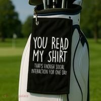 Enough Social Interaction Funny Golf Towel thumb 2