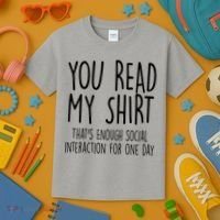 Enough Social Interaction Funny Kids T-Shirt thumb 3