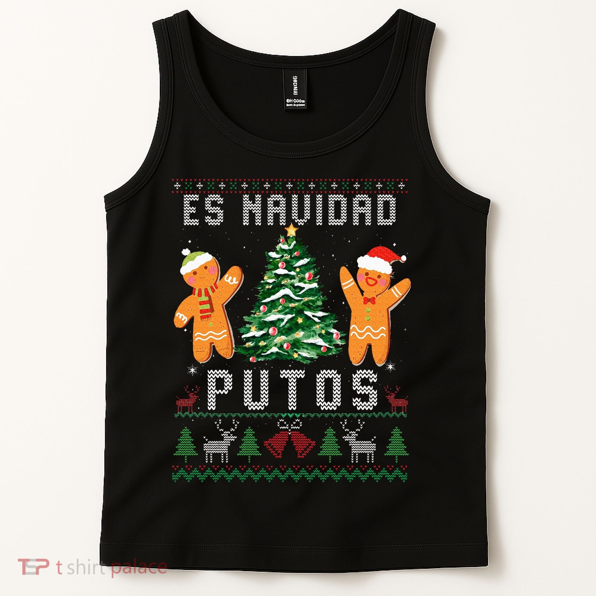 Es Navidad Putos Ugly Christmas Sweater Latino Feliz Navidad Tank Top