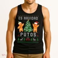 Es Navidad Putos Ugly Christmas Sweater Latino Feliz Navidad Tank Top thumb 3