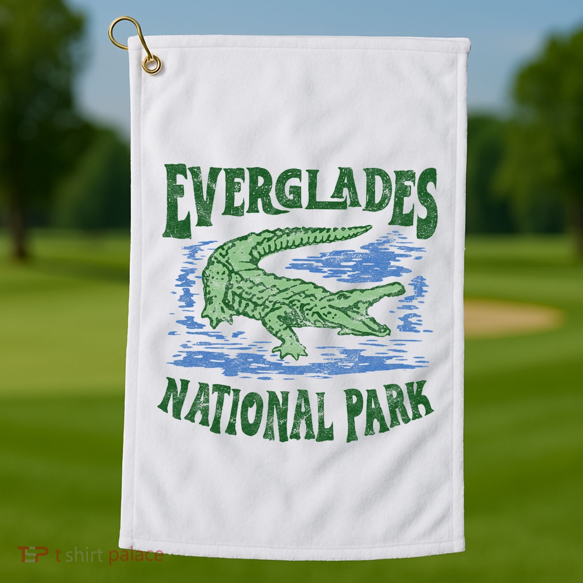 Everglades National Park Florida Retro Alligator Golf Towel