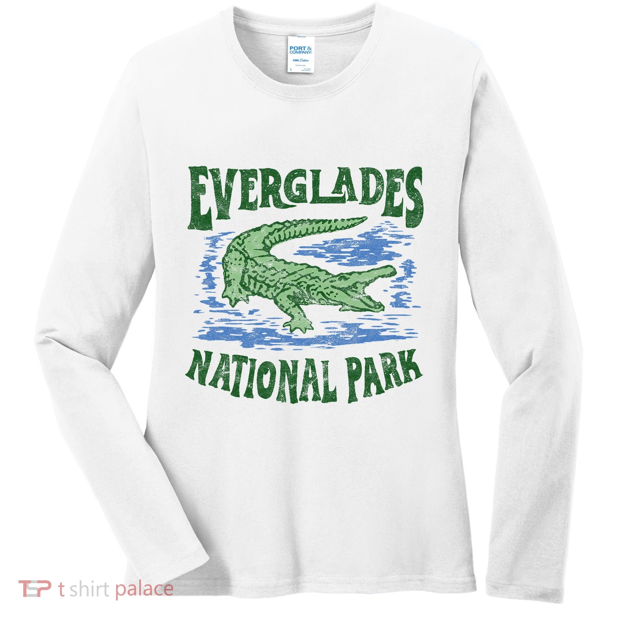 Everglades National Park Florida Retro Alligator Women's Long Sleeve Shirt