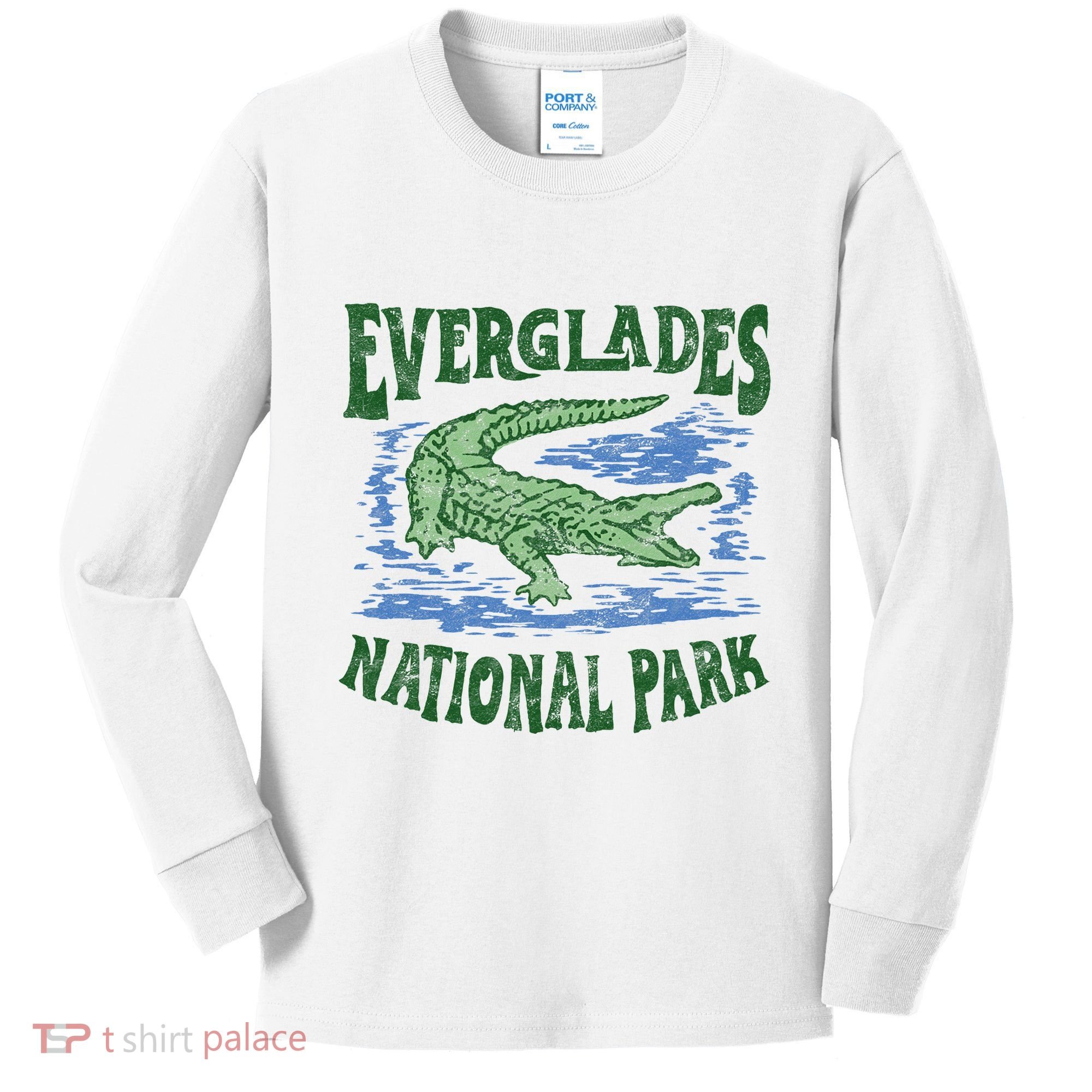Everglades National Park Florida Retro Alligator Kids Long Sleeve Shirt