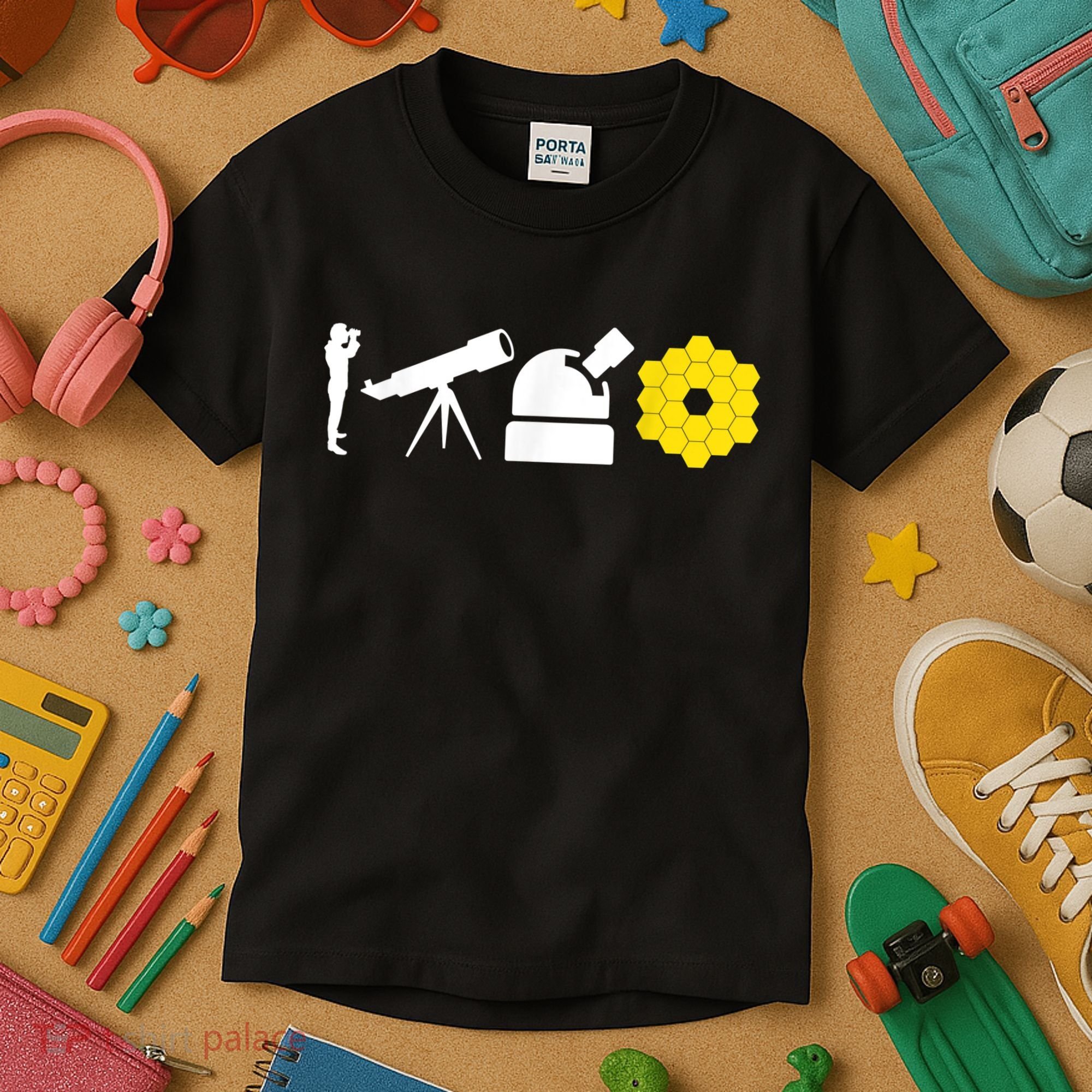 Evolution Of Astronomy Telescopes James Webb Space Telescope Kids T-Shirt