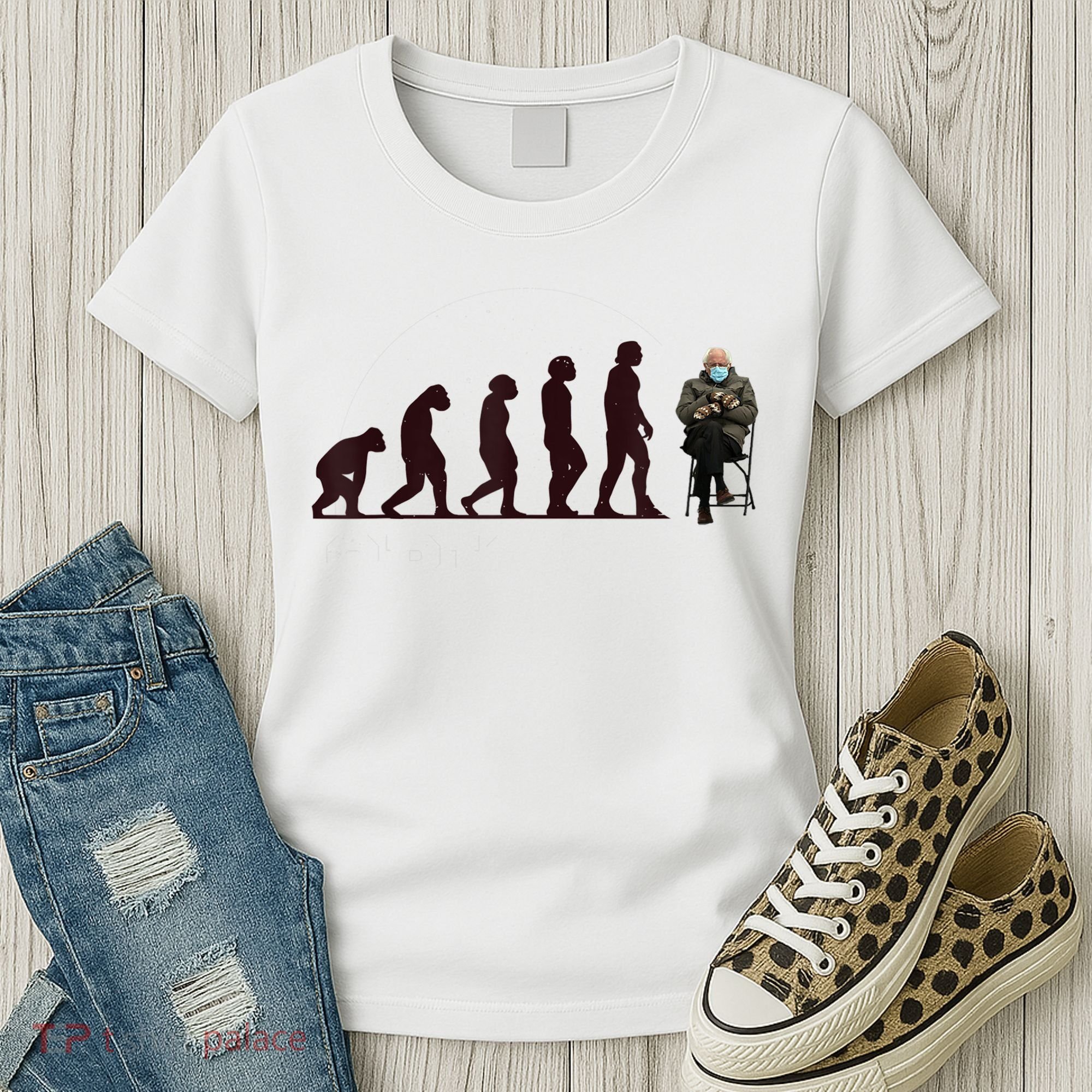 Evolution Of Bernie Sanders Mittens Meme Women's T-Shirt