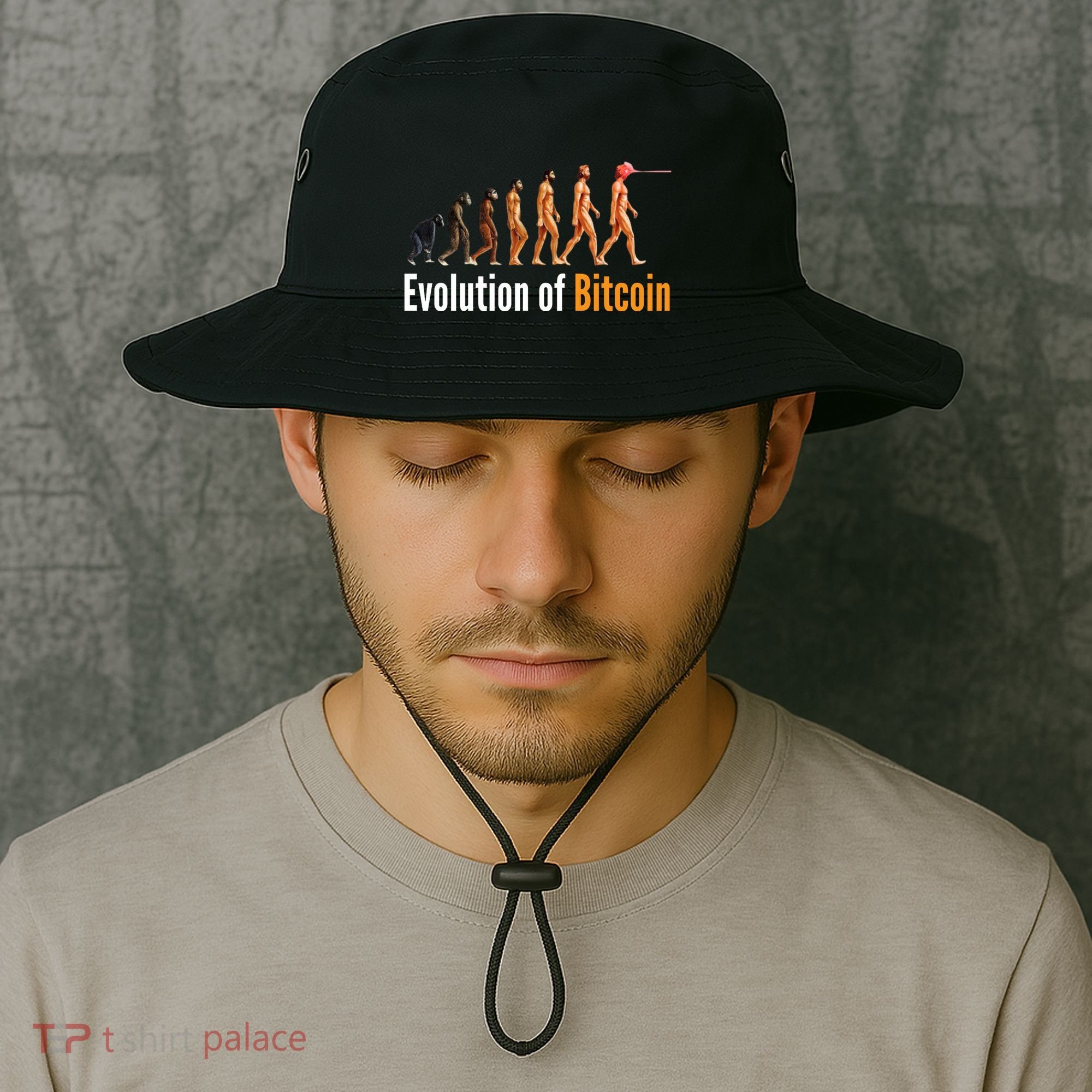 Evolution Of Bitcoin, Ape To Man, Crypto, Cryptocurrency, HODL Bitcoin Bucket Hat
