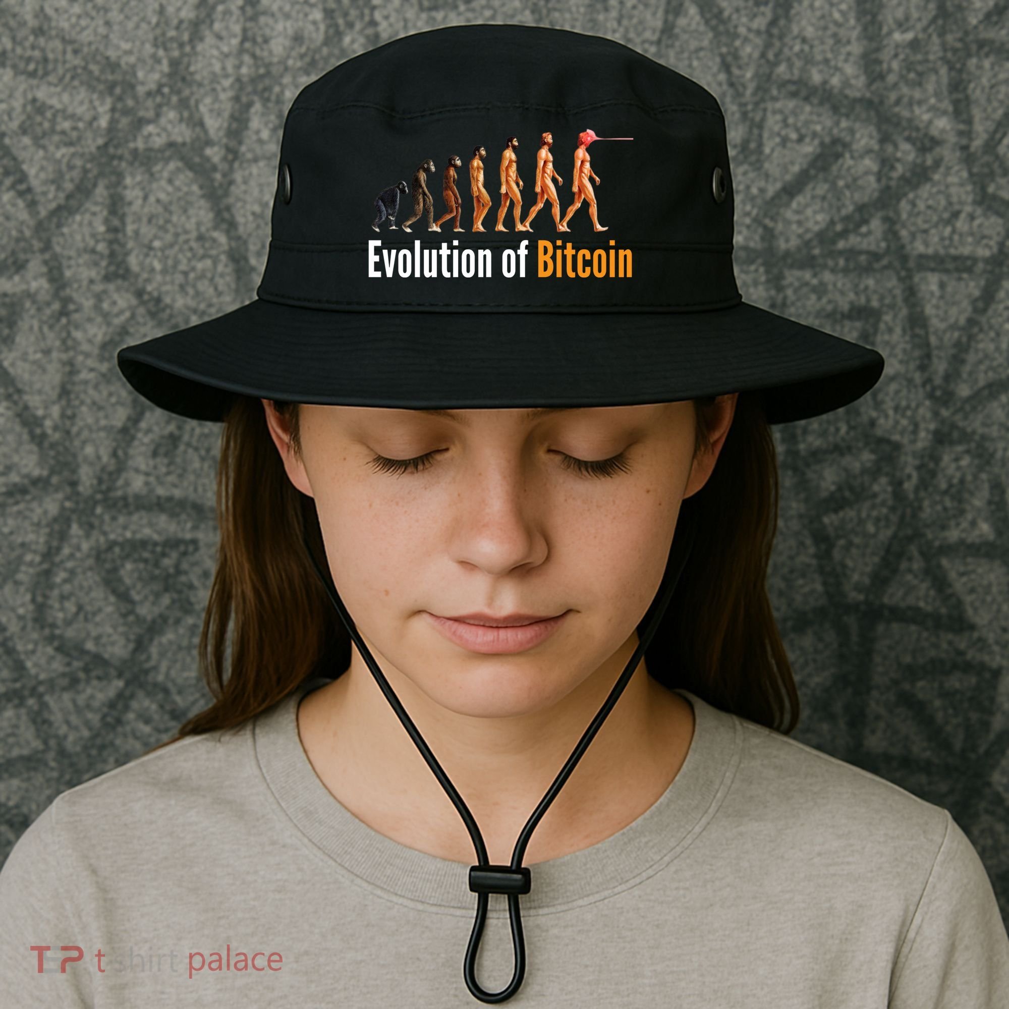 Evolution Of Bitcoin, Ape To Man, Crypto, Cryptocurrency, HODL Bitcoin Bucket Hat