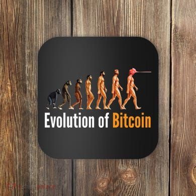 Evolution Of Bitcoin, Ape To Man, Crypto, Cryptocurrency, HODL Bitcoin Coaster