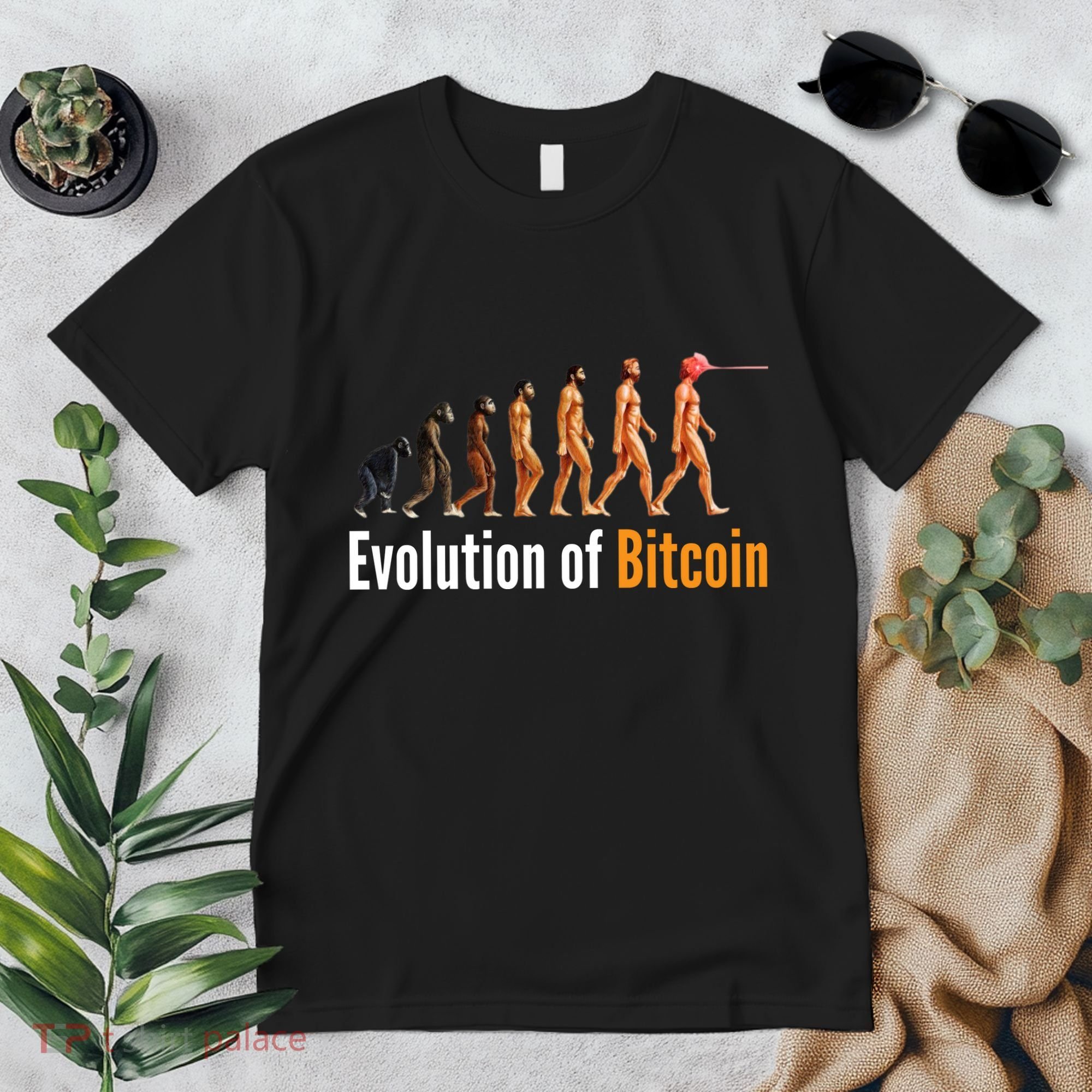 Evolution Of Bitcoin, Ape To Man, Crypto, Cryptocurrency, HODL Bitcoin Premium T-Shirt