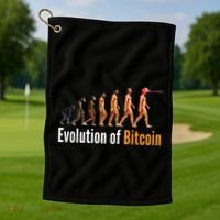 Evolution Of Bitcoin, Ape To Man, Crypto, Cryptocurrency, HODL Bitcoin Golf Towel thumb 1