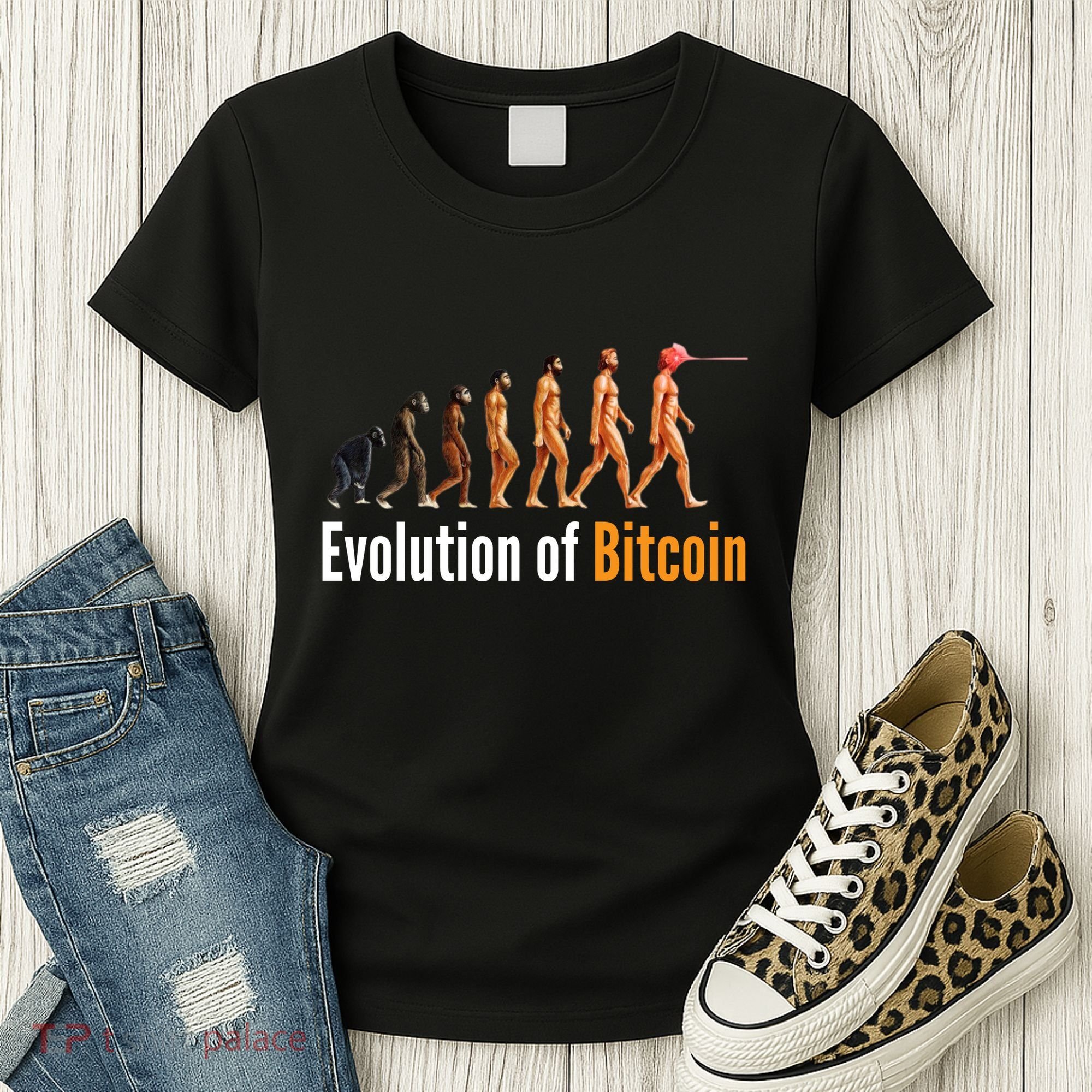Evolution Of Bitcoin, Ape To Man, Crypto, Cryptocurrency, HODL Bitcoin Women's T-Shirt