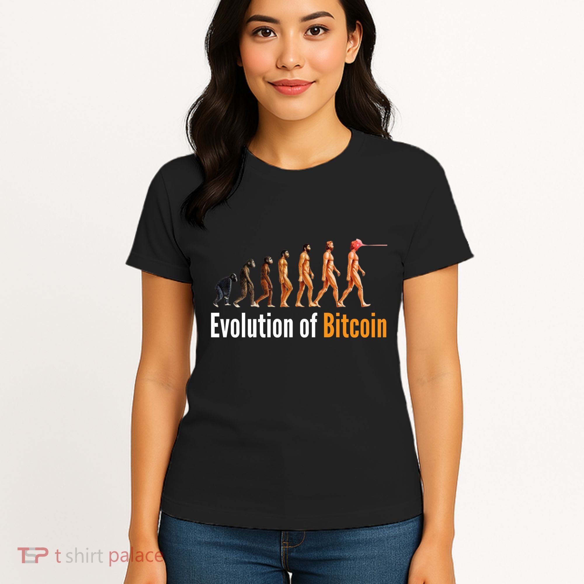 Evolution Of Bitcoin, Ape To Man, Crypto, Cryptocurrency, HODL Bitcoin Women's T-Shirt