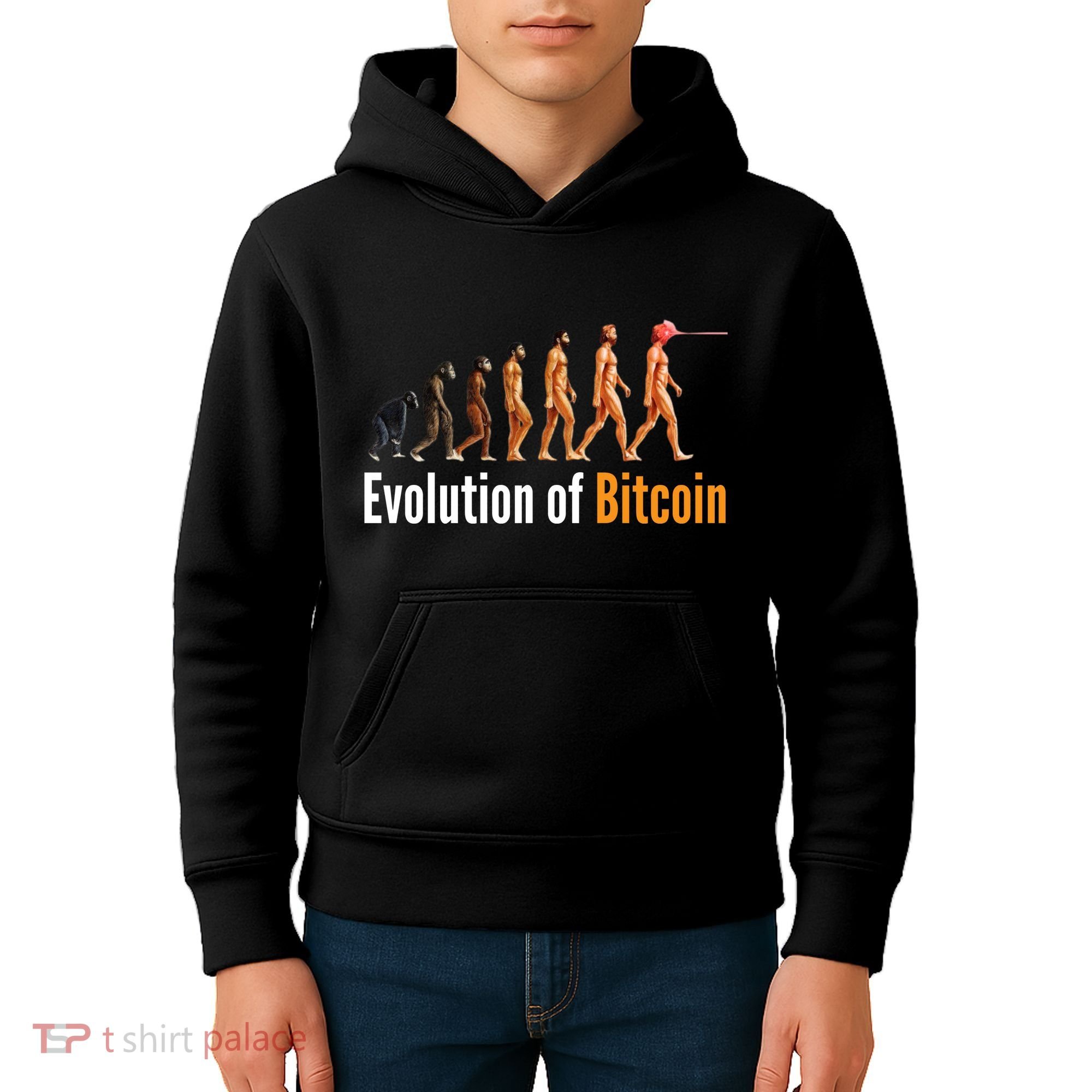 Evolution Of Bitcoin, Ape To Man, Crypto, Cryptocurrency, HODL Bitcoin Kids Hoodie
