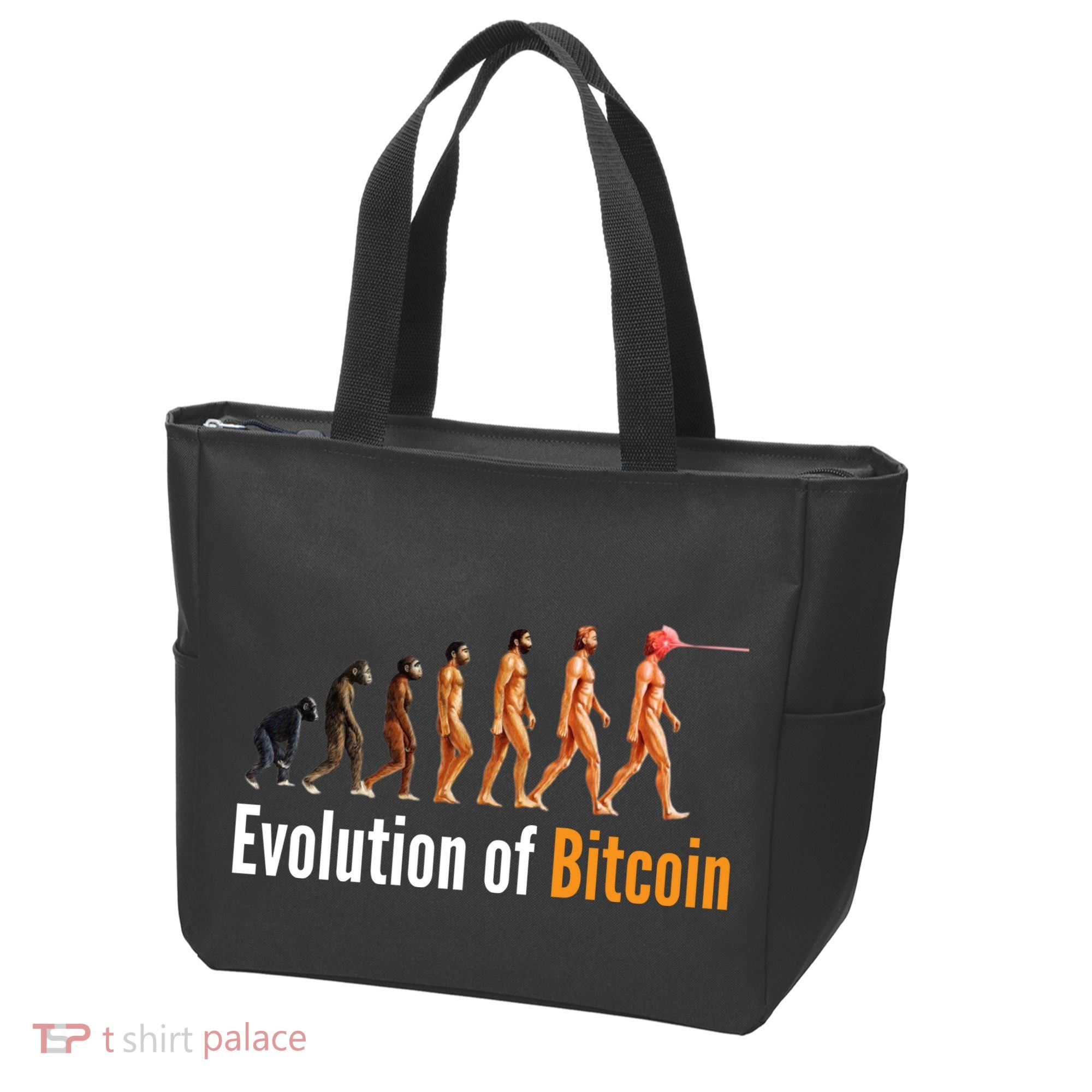 Evolution Of Bitcoin, Ape To Man, Crypto, Cryptocurrency, HODL Bitcoin Tote Bag