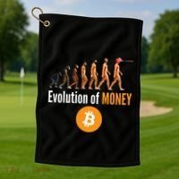 Evolution Of Bitcoin, BTC, Crypto, Cryptocurrency, Blockchain, HODL Bitcoin Golf Towel thumb 1