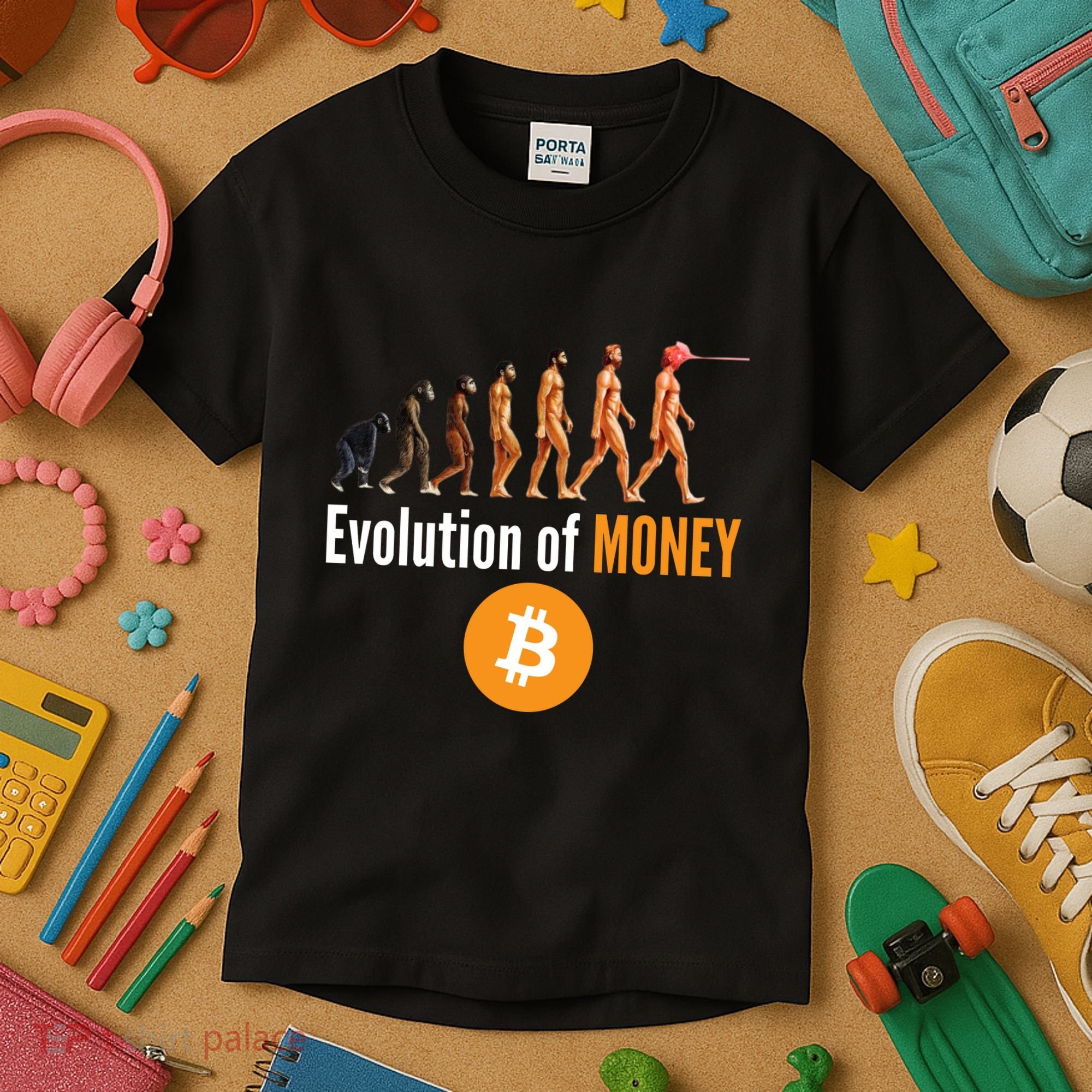 Evolution Of Bitcoin, BTC, Crypto, Cryptocurrency, Blockchain, HODL Bitcoin Kids T-Shirt