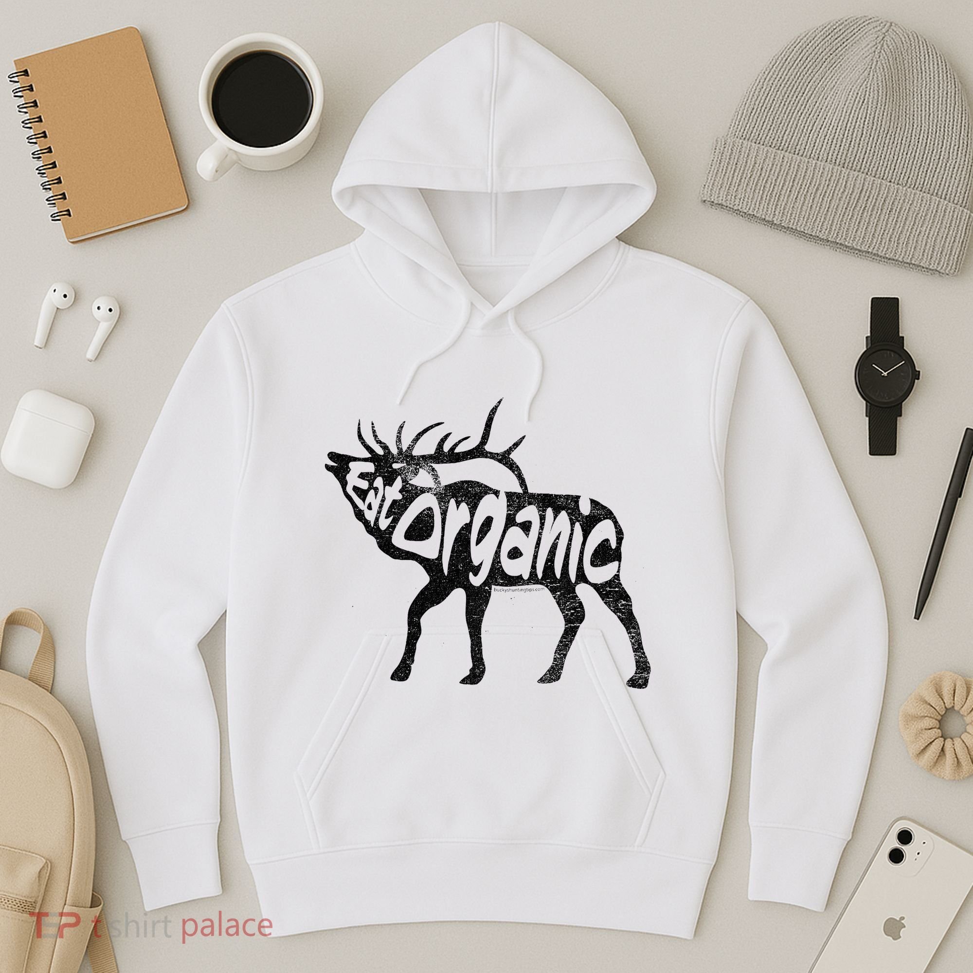 Eating Organic Bugling Bull Elk Wapiti Hoodie