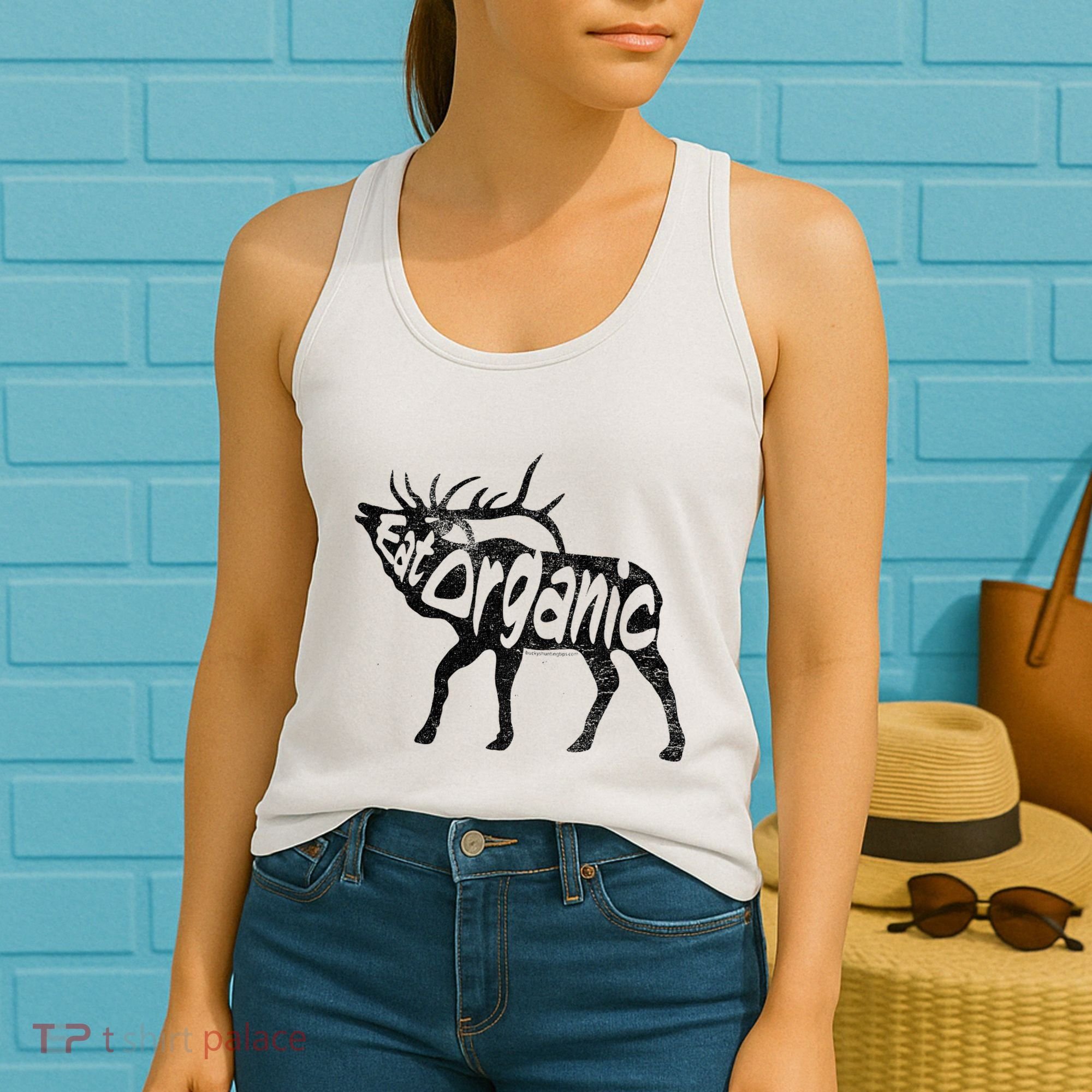 Eating Organic Bugling Bull Elk Wapiti Women's Tank Top