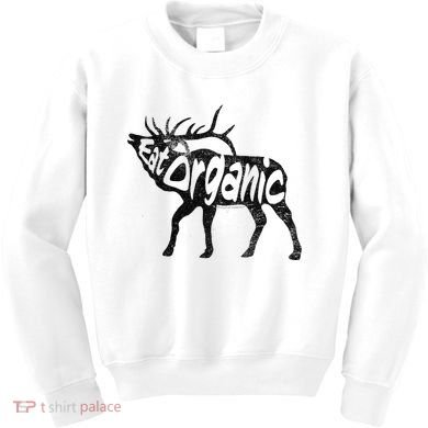 Eating Organic Bugling Bull Elk Wapiti Kids Sweatshirt