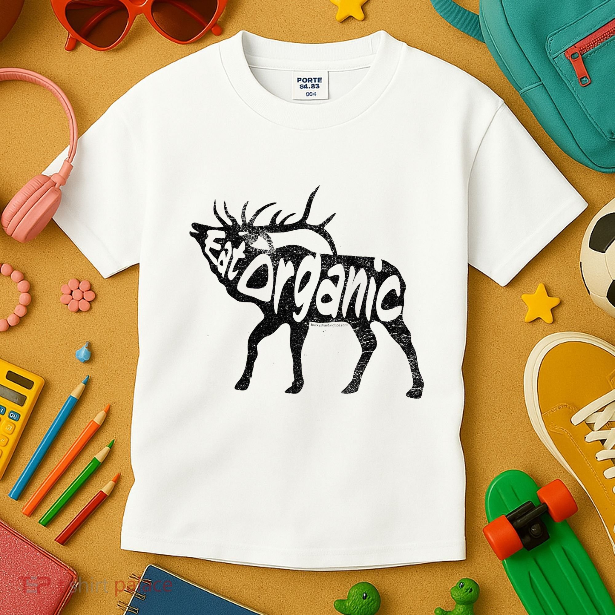 Eating Organic Bugling Bull Elk Wapiti Kids T-Shirt