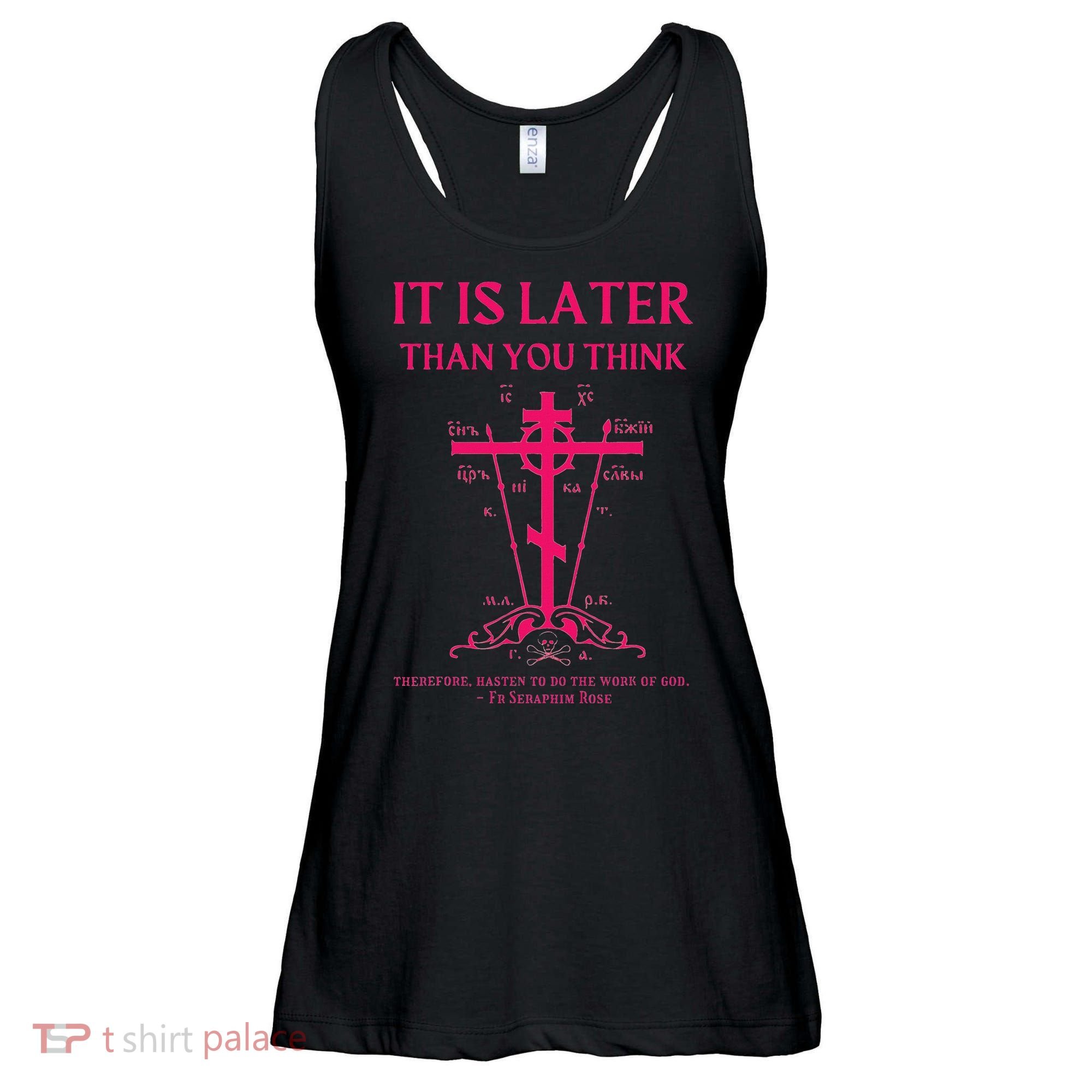 Eastern Orthodox Christian Seraphim Rose Calvary Cross Ladies Essential Flowy Tank
