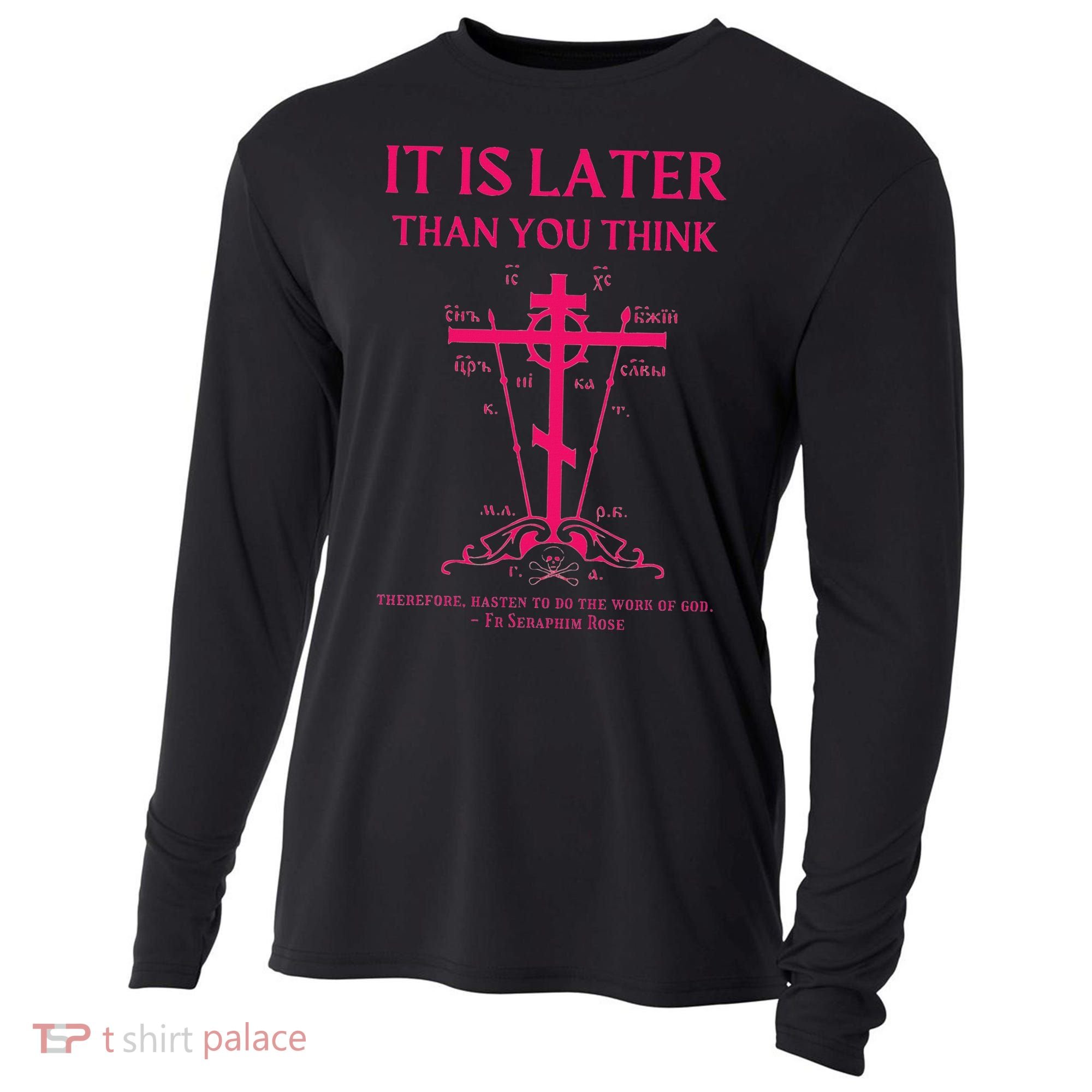 Eastern Orthodox Christian Seraphim Rose Calvary Cross Cooling Performance Long Sleeve Crew