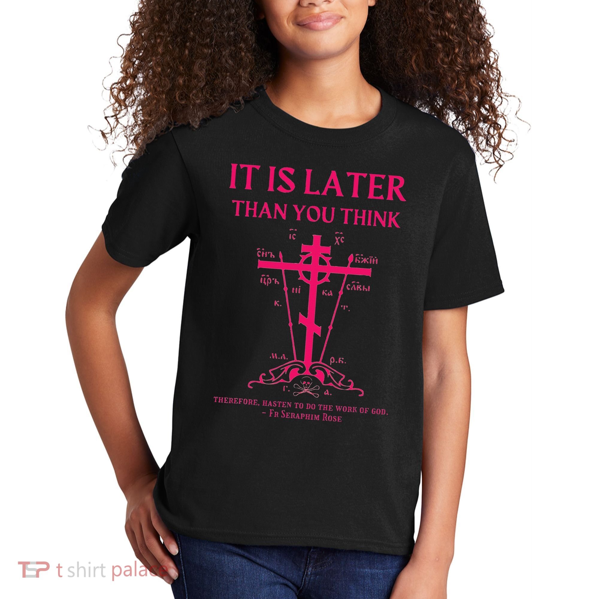Eastern Orthodox Christian Seraphim Rose Calvary Cross Kids T-Shirt