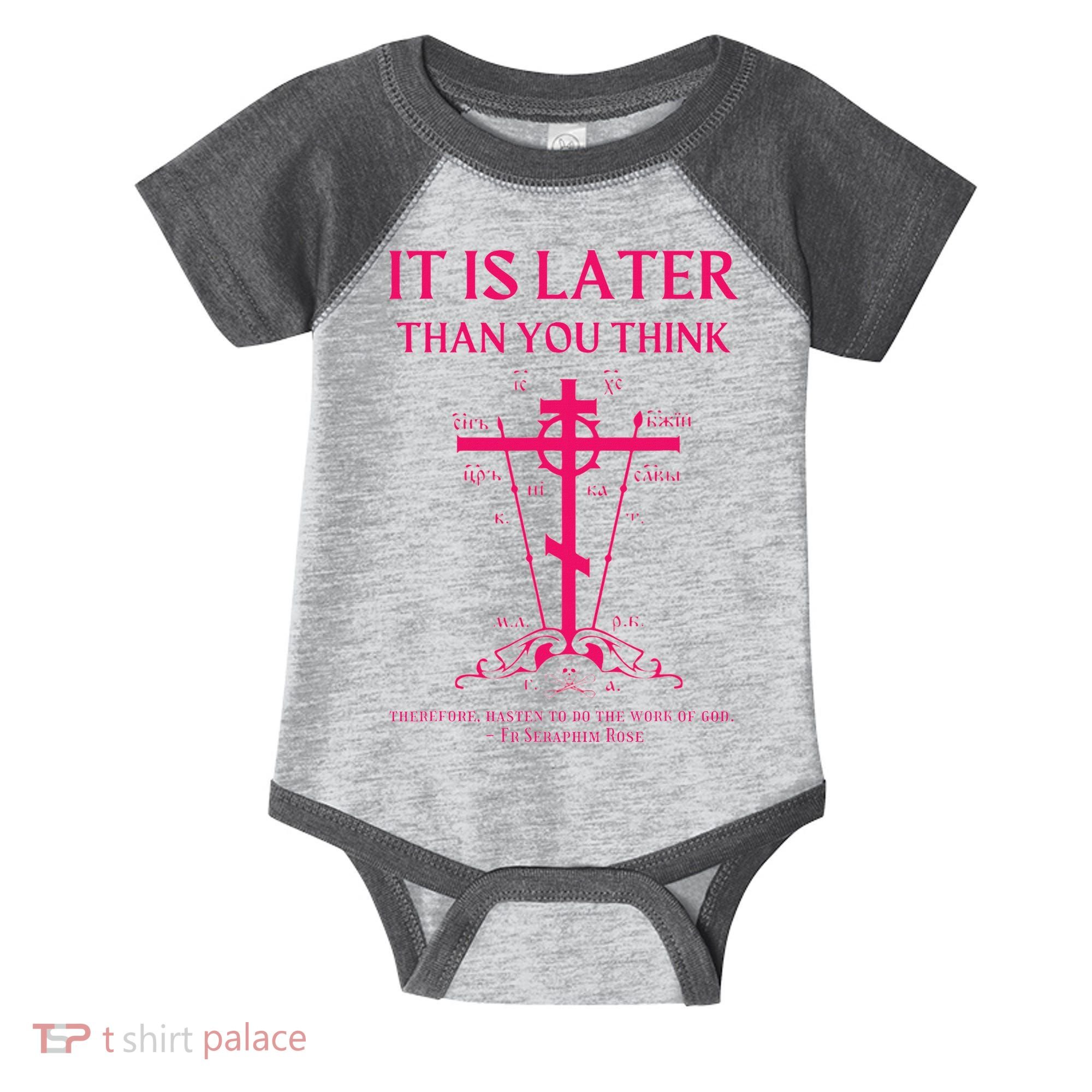 Eastern Orthodox Christian Seraphim Rose Calvary Cross Infant Baby Jersey Bodysuit