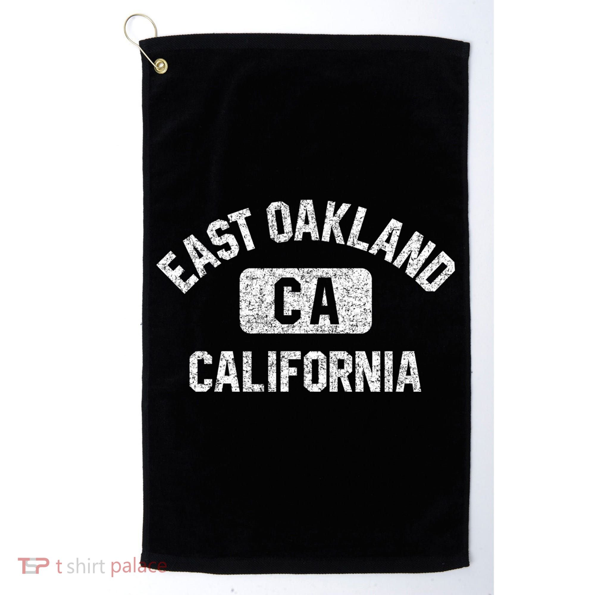 East Oakland Ca California Gym Style Distressed White Print Gift Golf Towel