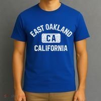 East Oakland Ca California Gym Style Distressed White Print Gift T-Shirt thumb 3