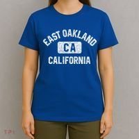 East Oakland Ca California Gym Style Distressed White Print Gift T-Shirt thumb 4
