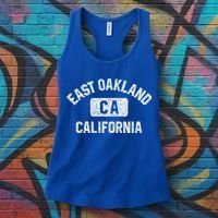 East Oakland Ca California Gym Style Distressed White Print Gift Women's Tank Top thumb 3