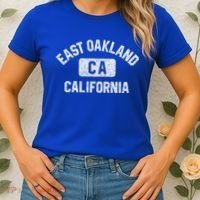 East Oakland Ca California Gym Style Distressed White Print Gift Women's T-Shirt thumb 2
