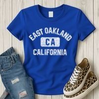 East Oakland Ca California Gym Style Distressed White Print Gift Women's T-Shirt thumb 3