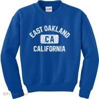 East Oakland Ca California Gym Style Distressed White Print Gift Kids Sweatshirt thumb 0