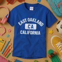 East Oakland Ca California Gym Style Distressed White Print Gift Kids T-Shirt thumb 3