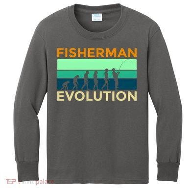 Evolution Of Fishing Kids Long Sleeve Shirt