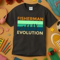 Evolution Of Fishing Kids T-Shirt thumb 3