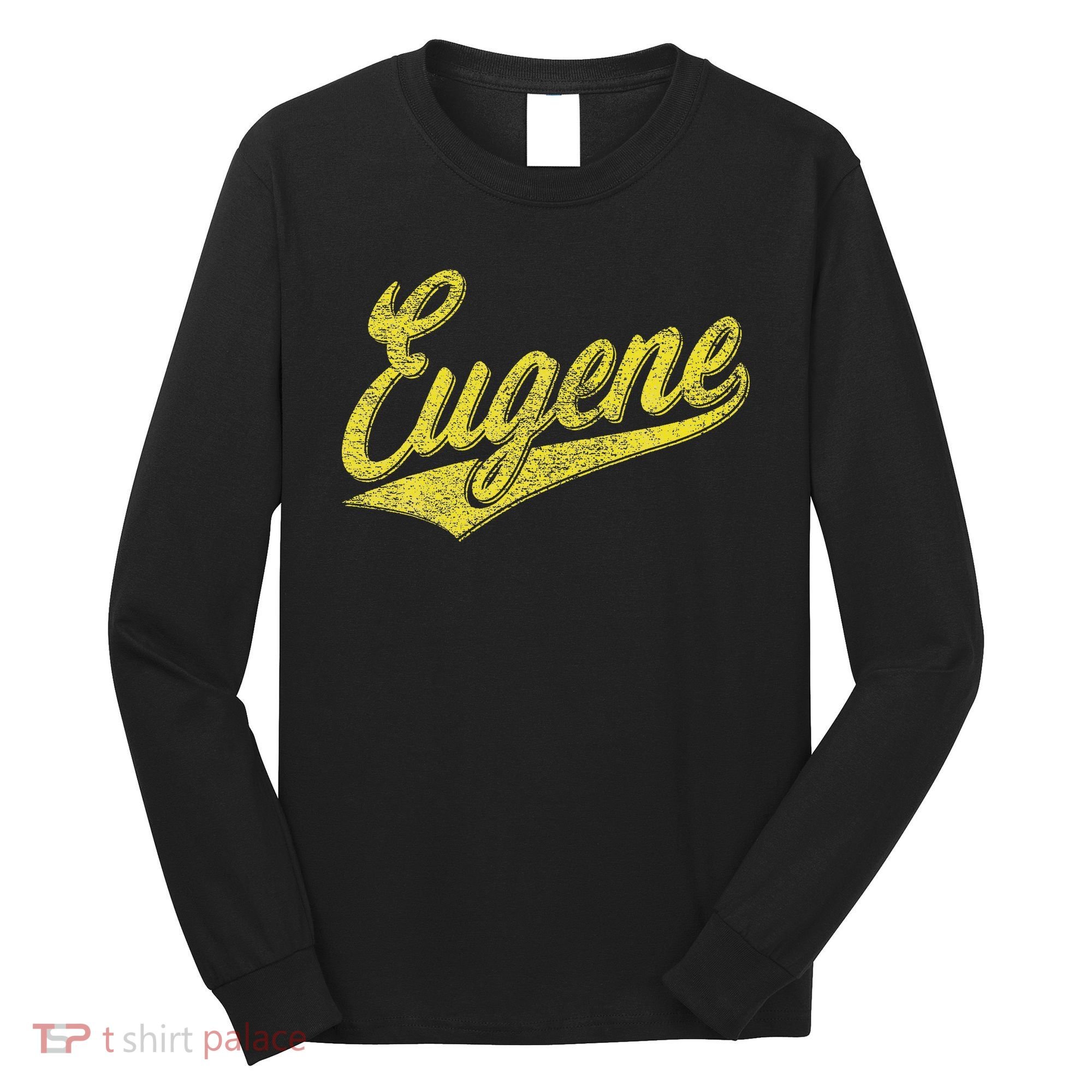 Eugene Oregon Flag Sports Baseball Script Jersey Swoosh Long Sleeve Shirt