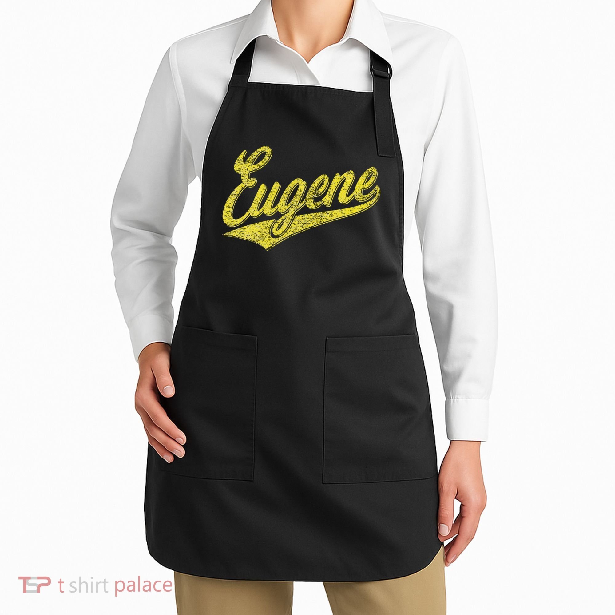Eugene Oregon Flag Sports Baseball Script Jersey Swoosh Apron