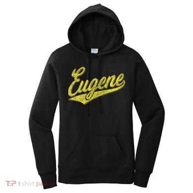 Eugene Oregon Flag Sports Baseball Script Jersey Swoosh Women's Hoodie