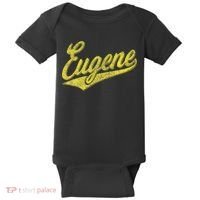 Eugene Oregon Flag Sports Baseball Script Jersey Swoosh Baby Bodysuit thumb 0